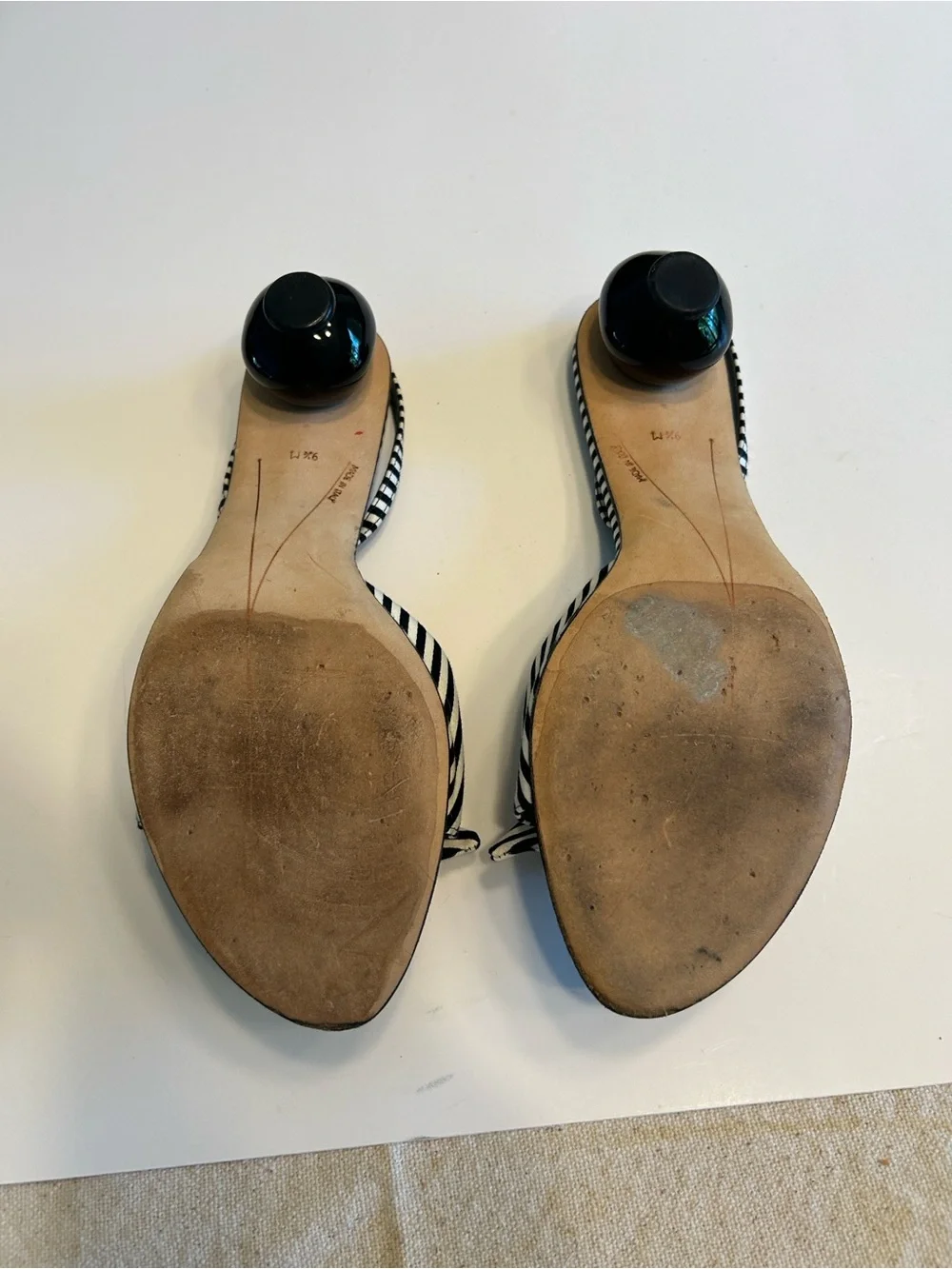 kate spade Black and White Striped Knot Slingback Heel